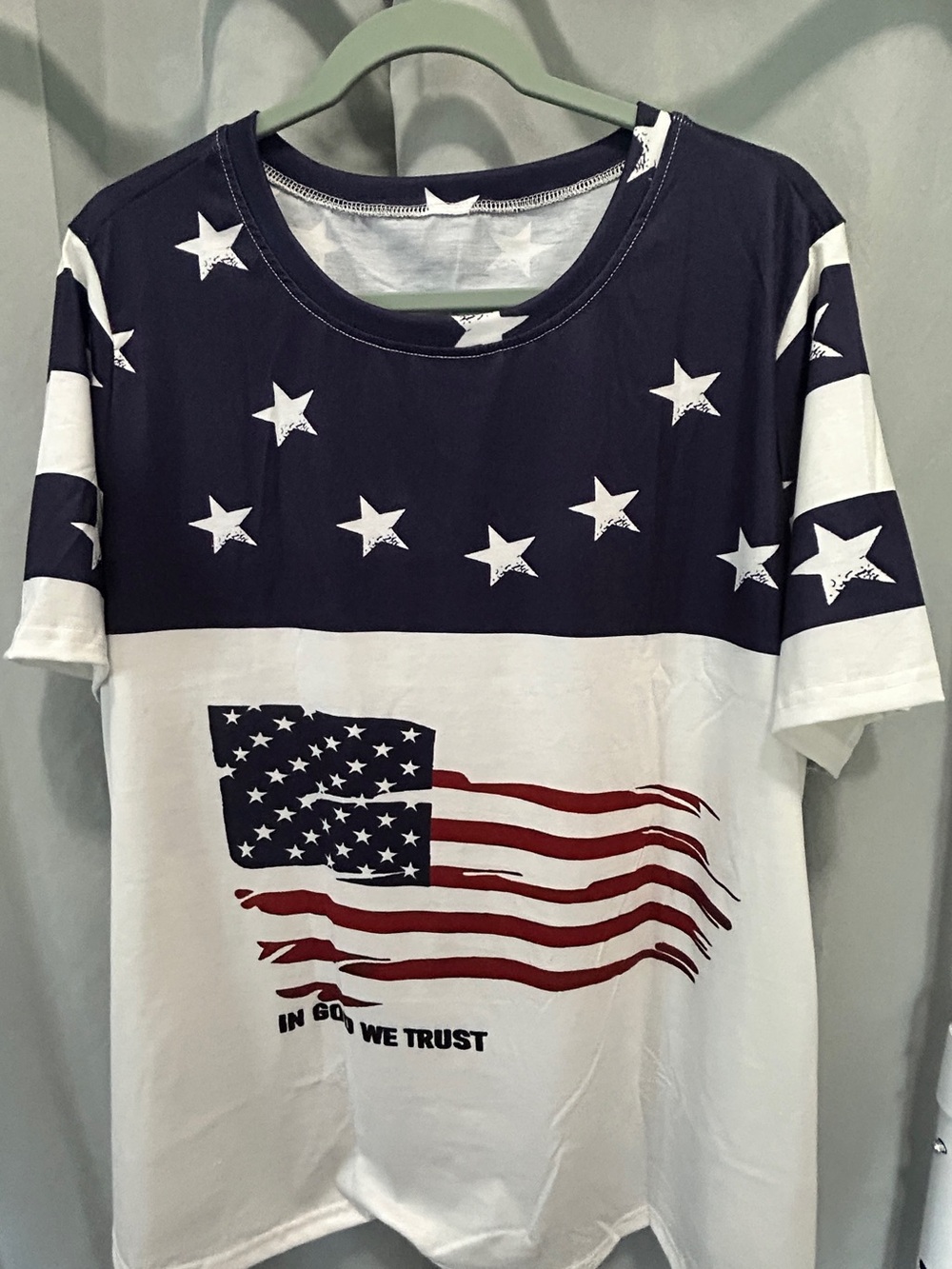 Patriotic Stars & Stripes Graphic Tee - Navy, White, Red